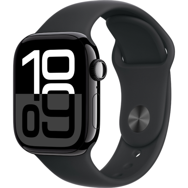 Apple Watch Series 10 42mm Aluminum Jet Black Case Black Sport Band S/M